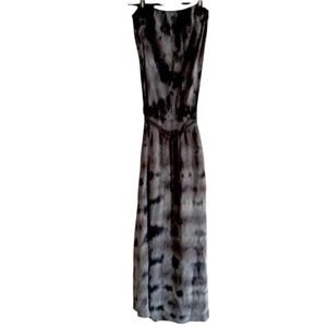 GYPSY 05 silk tie-Dye boho strapless maxi dress blue grey M